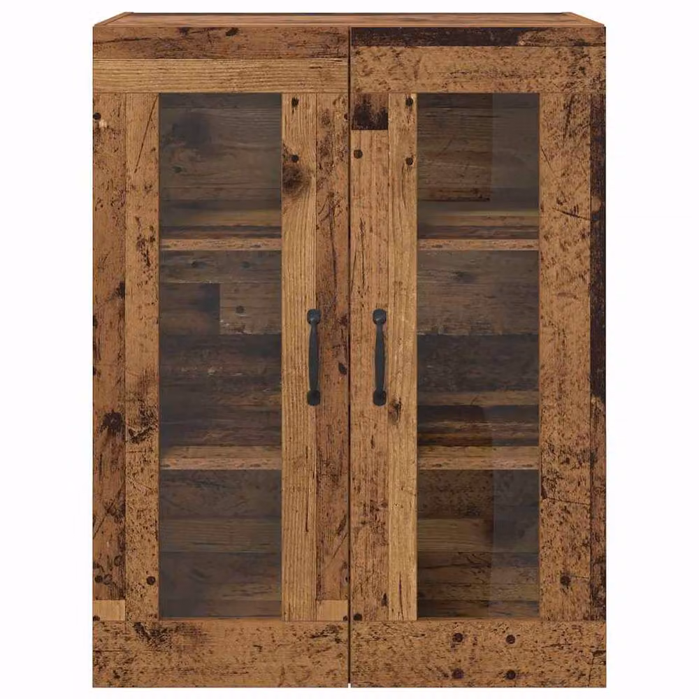 Berkfield Home Modern Hanging Wall Cabinet in Brown with Glass Doors, W/D/H: 69.5 x 34 x 90 cm – 4