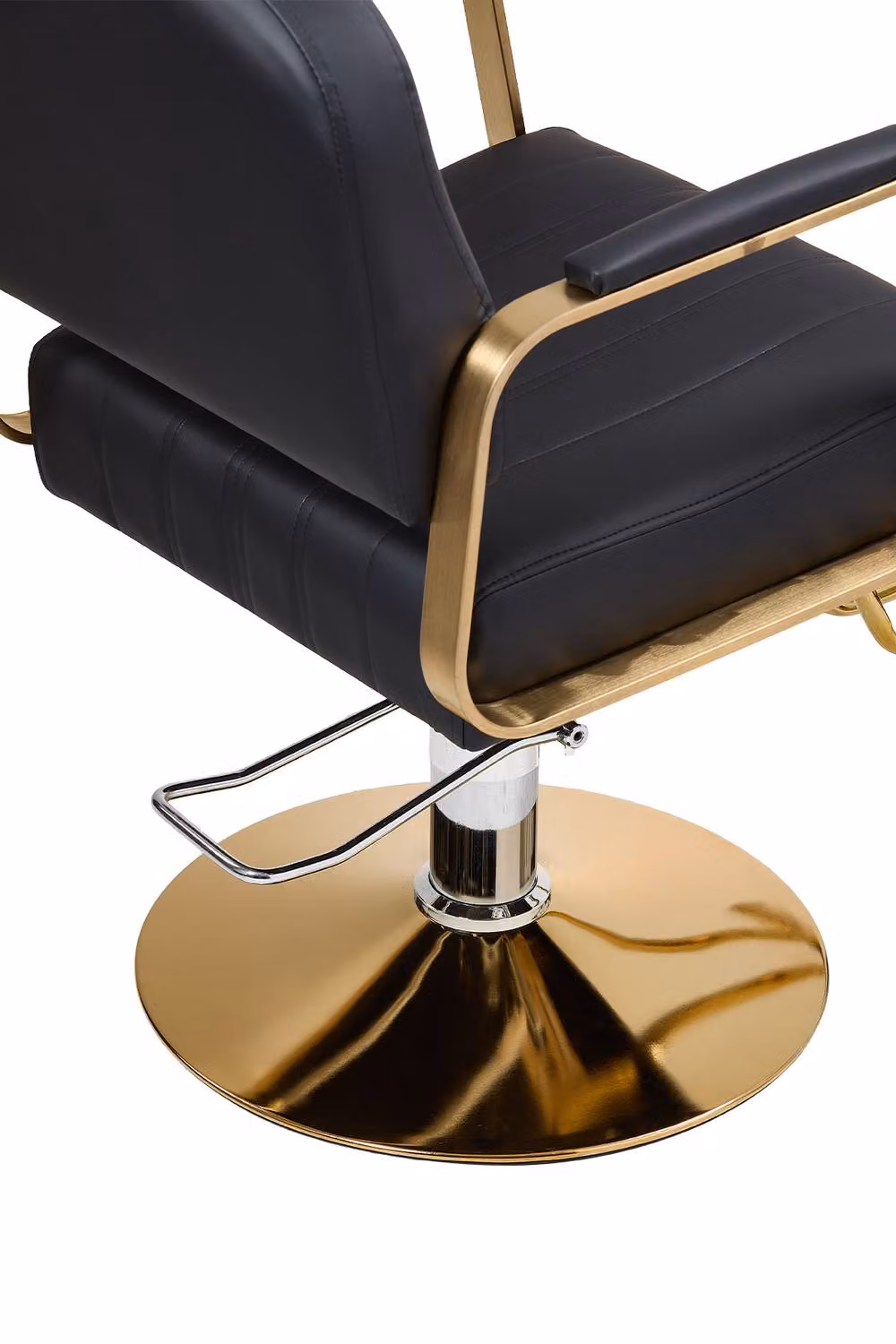 Living and Home Swivel Barber Chair with Adjustable Height and Armrests in Black Synthetic Leather – 6