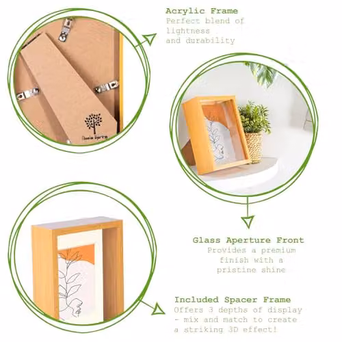Nicola Spring Pack of 5 White Modern Rectangular 3D Deep Box Photo Frames with 4x6 inch Mounts