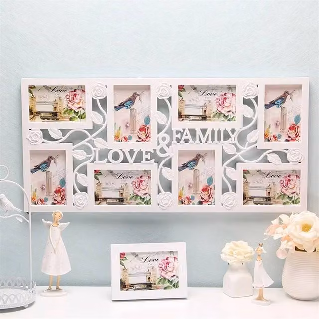 PAWNORA White Multi Aperture Rectangular Wall Photo Picture Frame