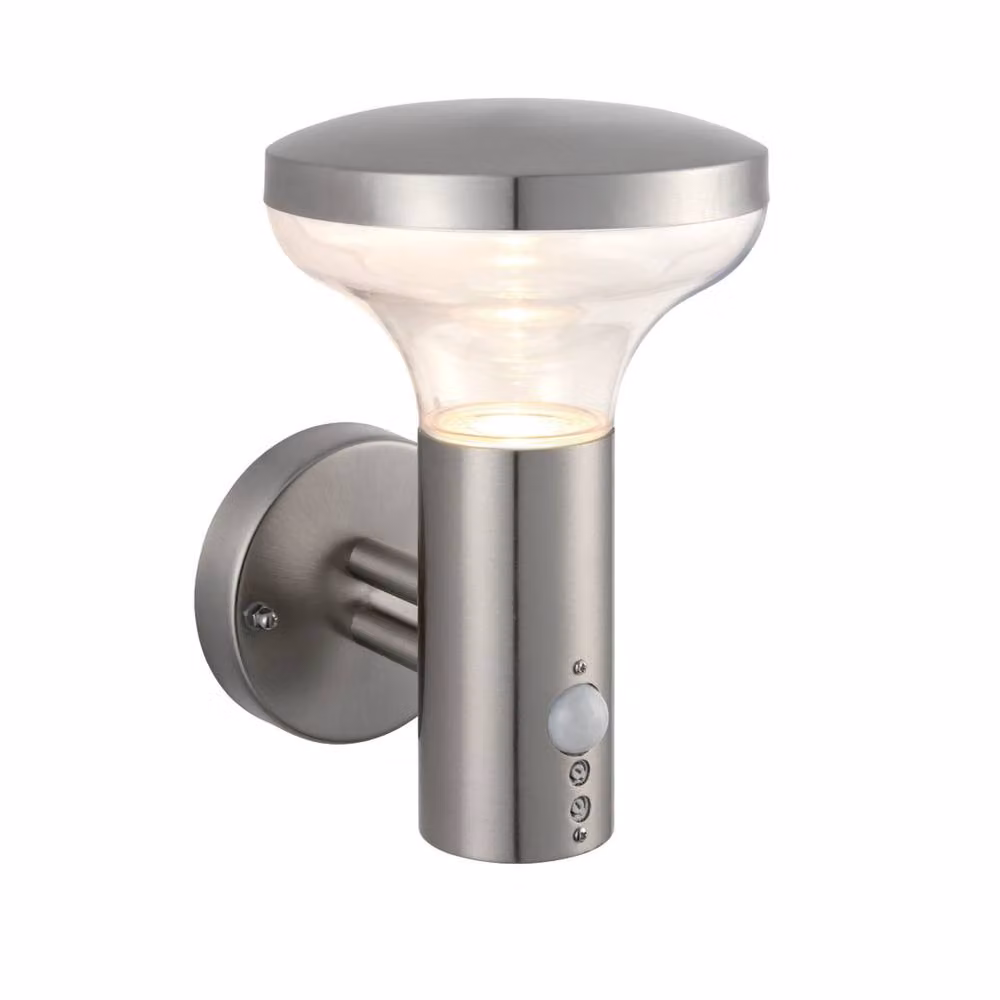 First Choice Lighting Rocky Set of 2 Stainless Steel Motion Sensor Outdoor Wall Lights in Silver – 2