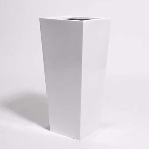 Primrose White Gloss Polystone Tall Flared Square Planter, Height: 75 cm