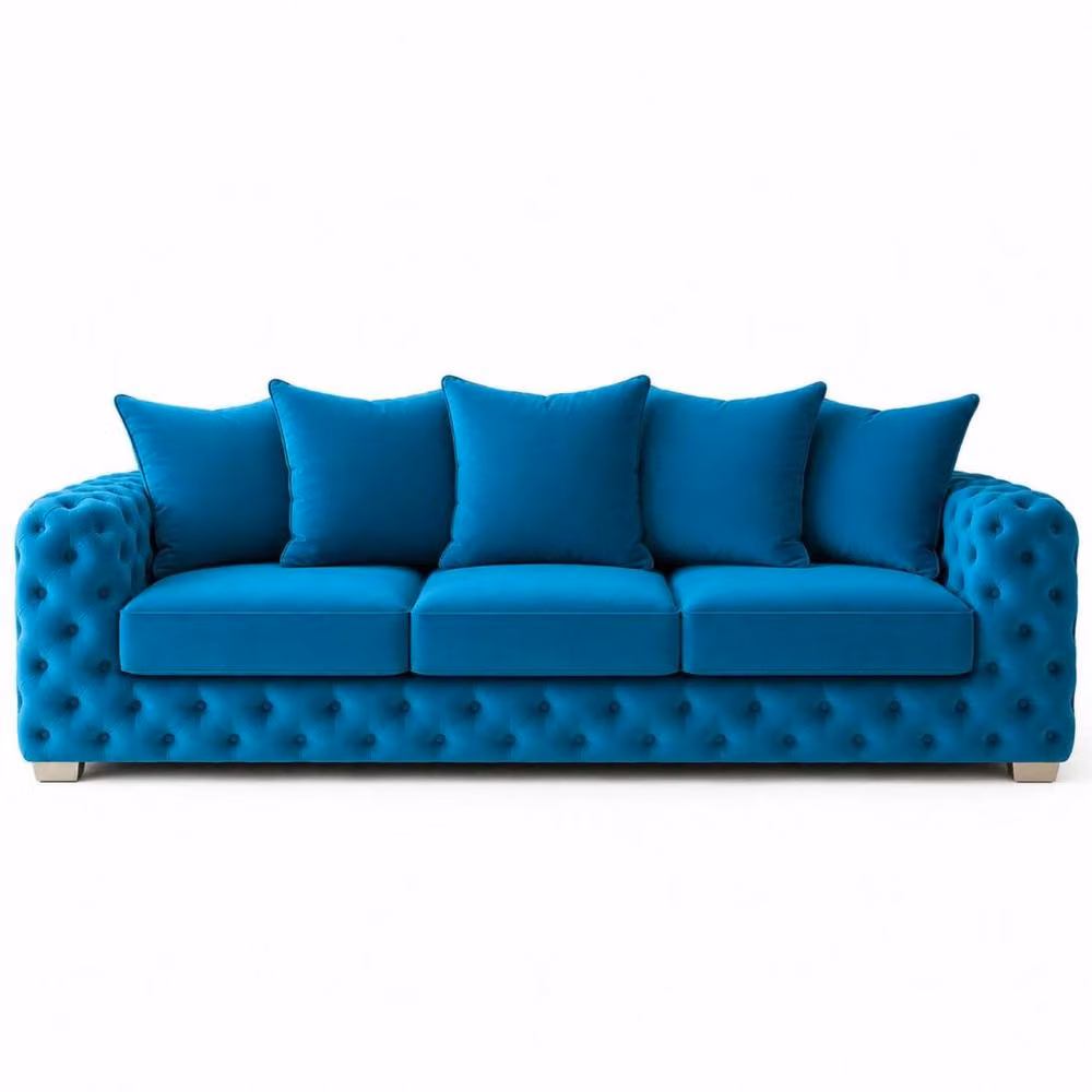 Stratus Interiors Ashley Chesterfield 3 Seater Scatter Back Sofa in Petrol Teal Plush Velvet – 2