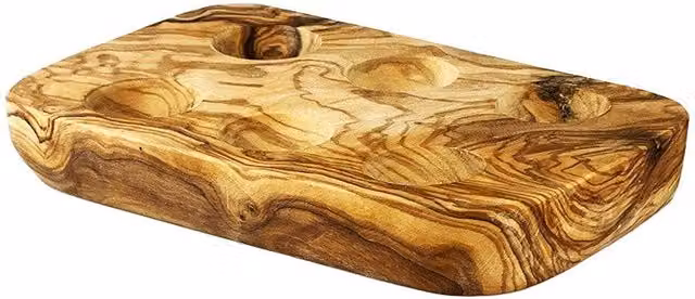 Selbrae House Solid Olive Wood Egg Cup Holder in Brown