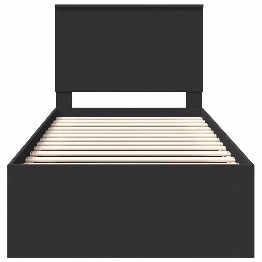 Berkfield Home Modern Bed Frame with Headboard in Black Solid Pine Wood, W/D/H: 100 x 200 cm – 3