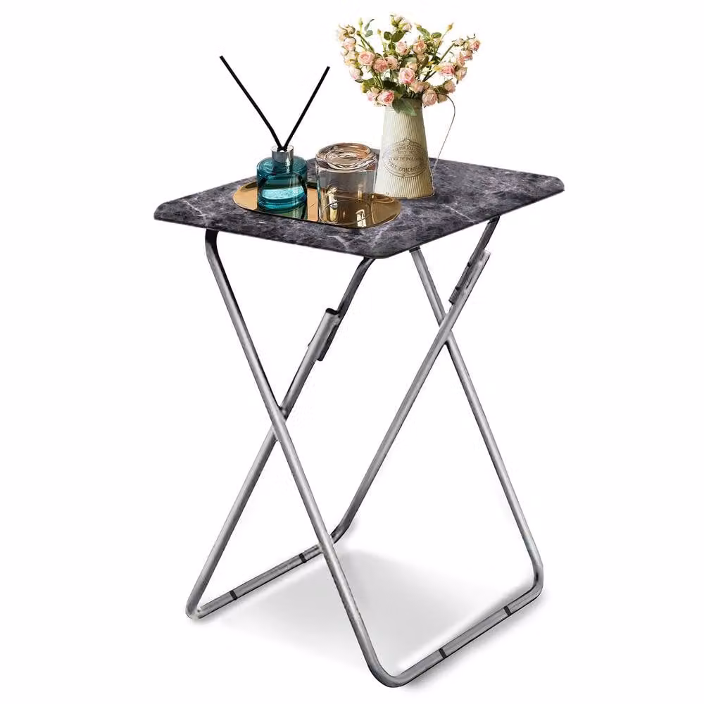 Huhote Folding Coffee Table and Side Table in Jet Black, W: 38.1 cm, D: 47.75 cm, H: 66.04 cm – 2