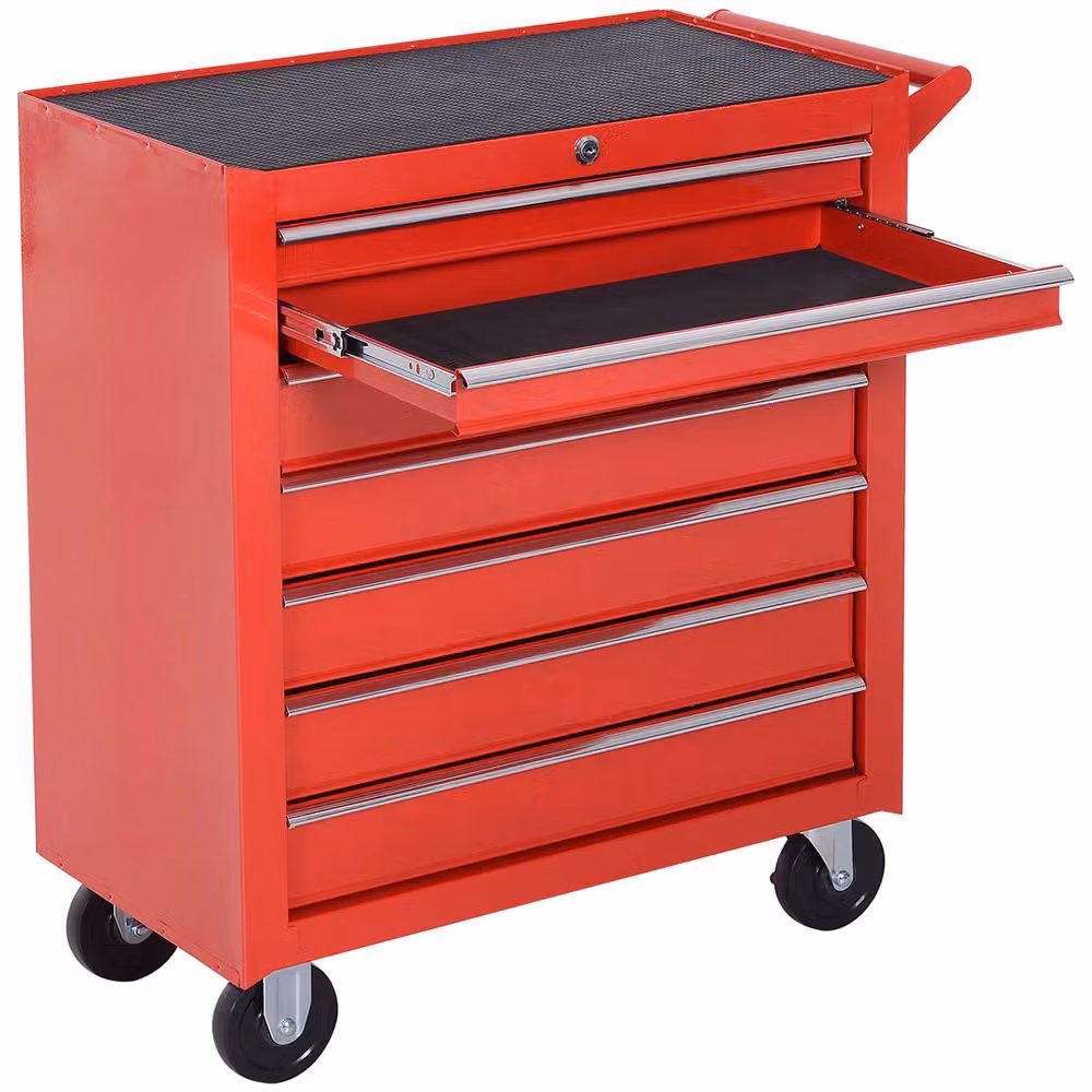 STILVORA 7 Drawer Steel Tool Chest Trolley with Lockable Wheels, Red – 4