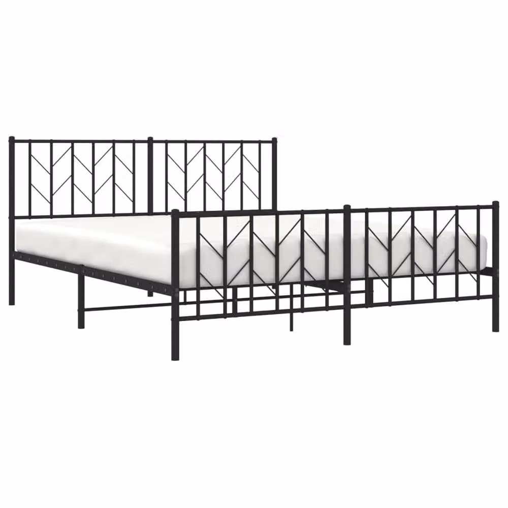 Berkfield Home Metal Bed Frame with Headboard and Footboard, Black, W: 160 cm, L: 200 cm – 3