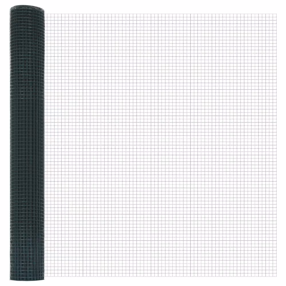 Berkfield Home Green Steel and PVC Round Mesh Fence Post Set of 2, H: 1 m, W: 25 cm – 4