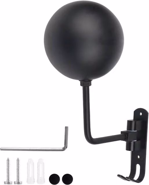 FLAVORA Wall Mounted Motorcycle Helmet Holder Rack in Black Stainless Steel