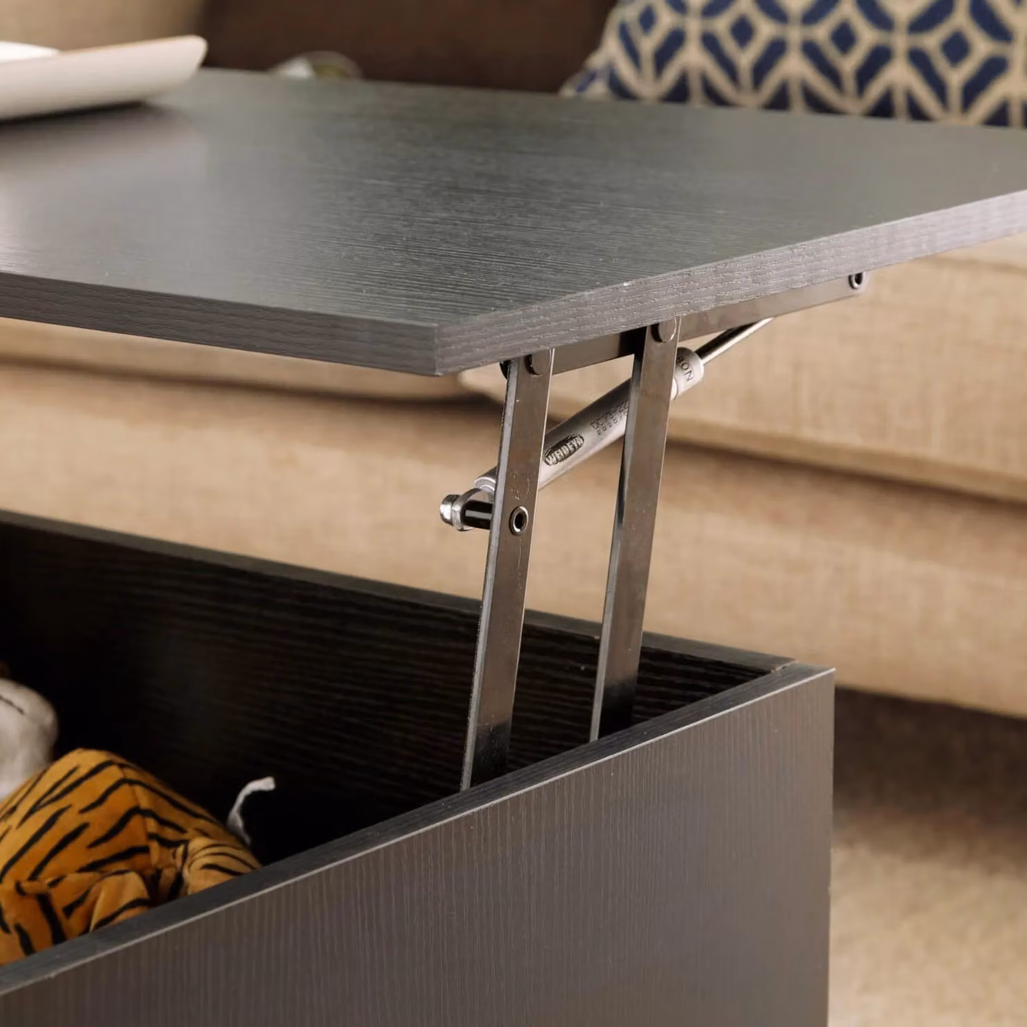 Home Source Black Wooden Coffee Table with Lift Up Top and 2 Large Storage Drawers – 4
