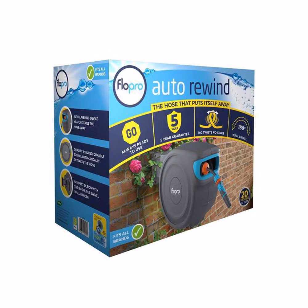 Flopro Automatic Wall Mounted Hose Reel with 20m Hose in Grey – 3