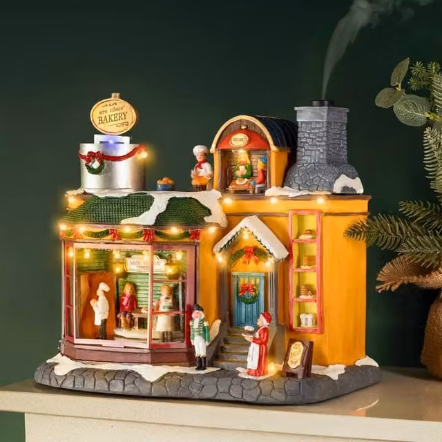 Marco Paul Musical Mrs Claus' Bakery LED Christmas Tabletop Decoration with Oil Diffuser in Multicolour