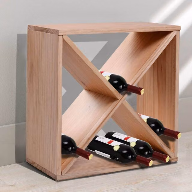 HOMCOM 24 Bottle Rustic Pine Wood Wine Rack in Brown