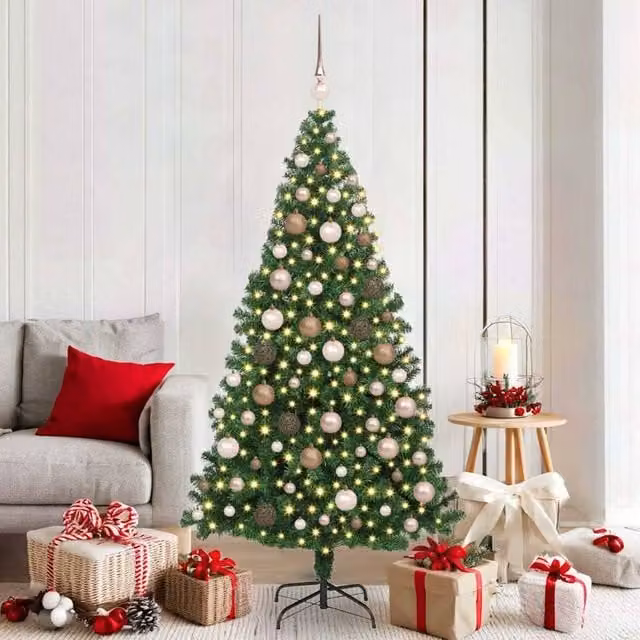 Berkfield Home Artificial Christmas Tree with 300 LEDs in Green, Height: 180 cm