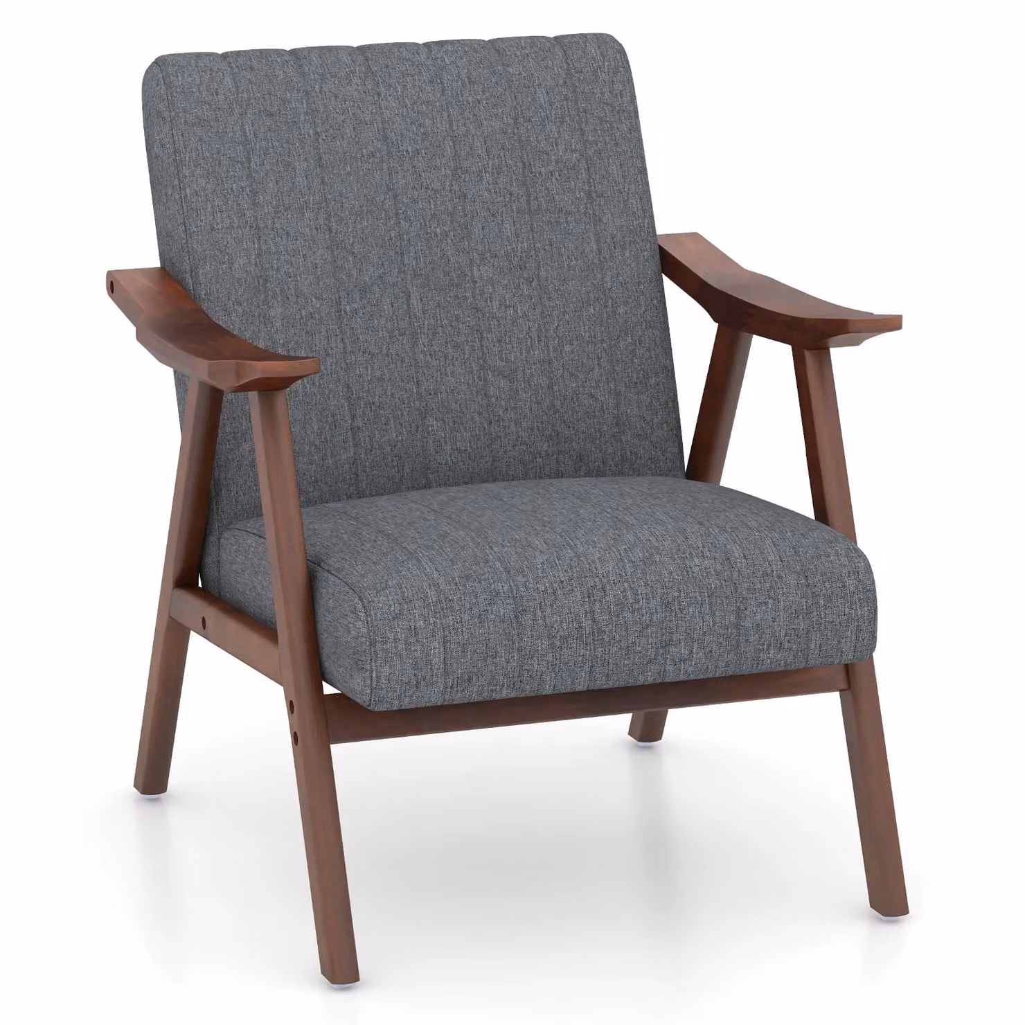 Costway Modern Fabric Upholstered Accent Chair in Grey with Solid Wood Frame – 2