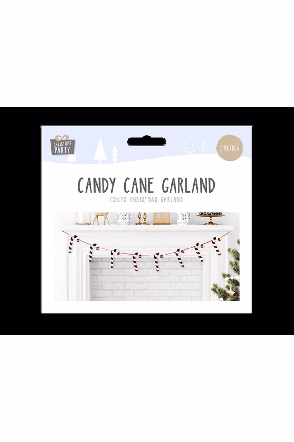 KDMD 6 Pack Multicolour Striped Foiled Candy Cane Christmas Garland, 2m – 2