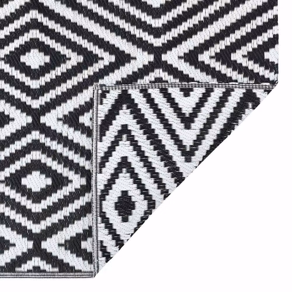 Berkfield Home Outdoor Geometric Carpet in White and Black, W: 190 cm, L: 290 cm – 2