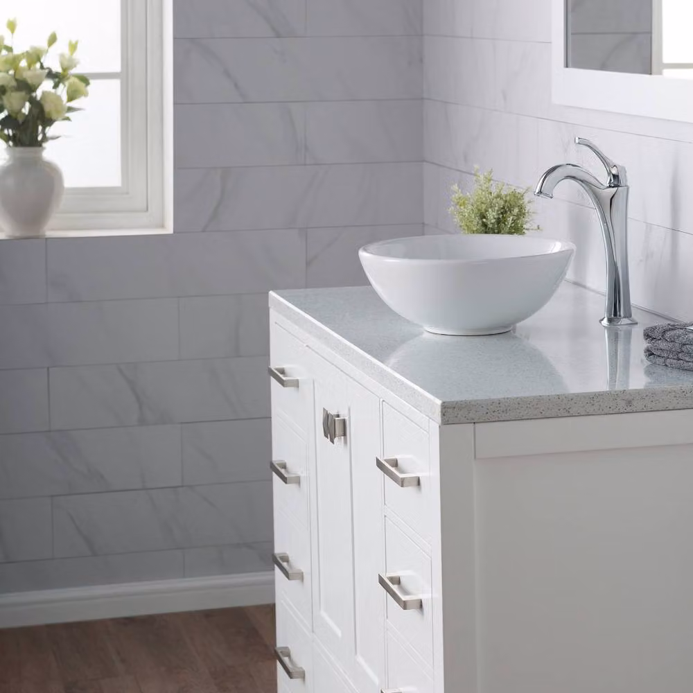 Dprodo Round White Ceramic Porcelain Countertop Bathroom Sink, Diameter: 40 cm, Height: 83 cm – 2