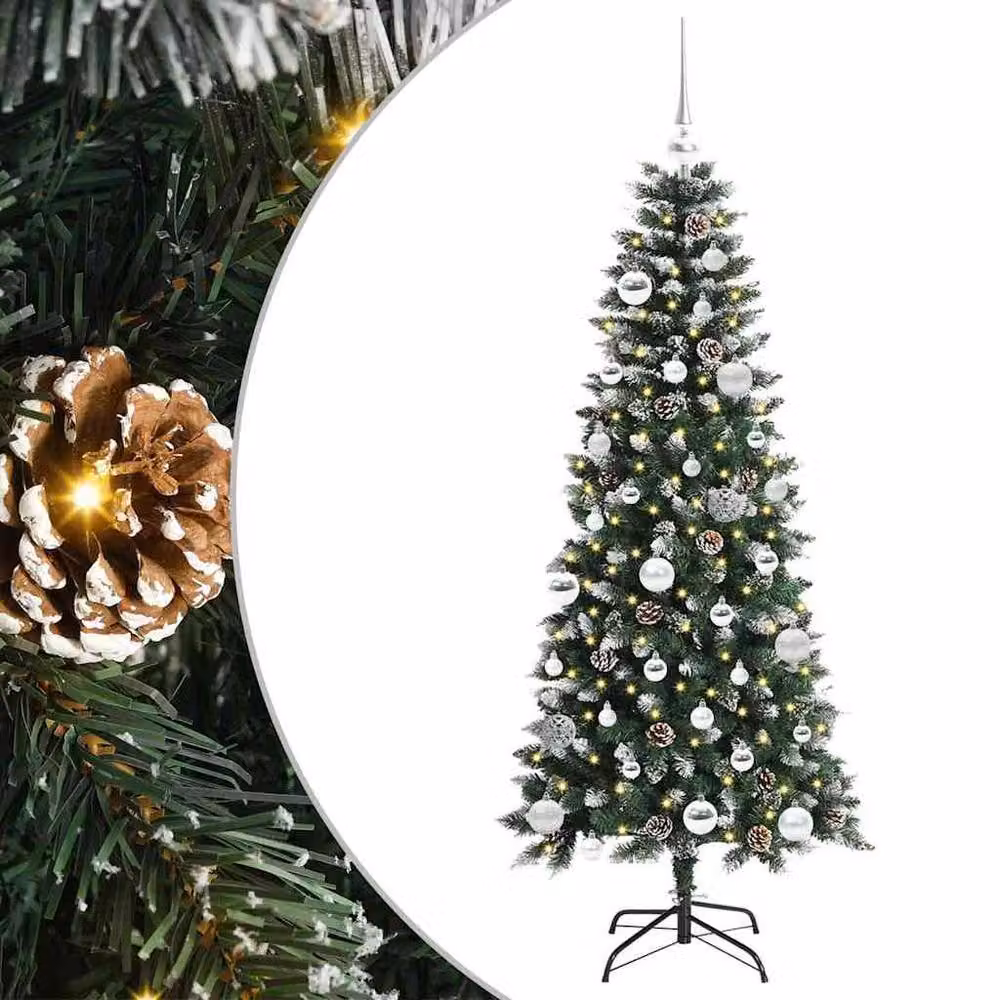 Berkfield Home Artificial Christmas Tree with 150 LEDs, Green, H x W x D: 150 x 66 x 66 cm – 2