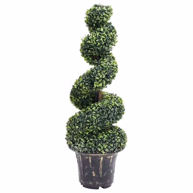 Berkfield Home Lush Artificial Boxwood Spiral Plant in Green with Pot, Height: 100 cm