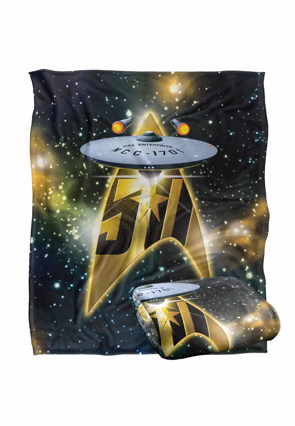 Trevco Star Trek 50th Anniversary Super Soft Fleece Throw Blanket, White, W/D/H: 152 x 127 cm – 2