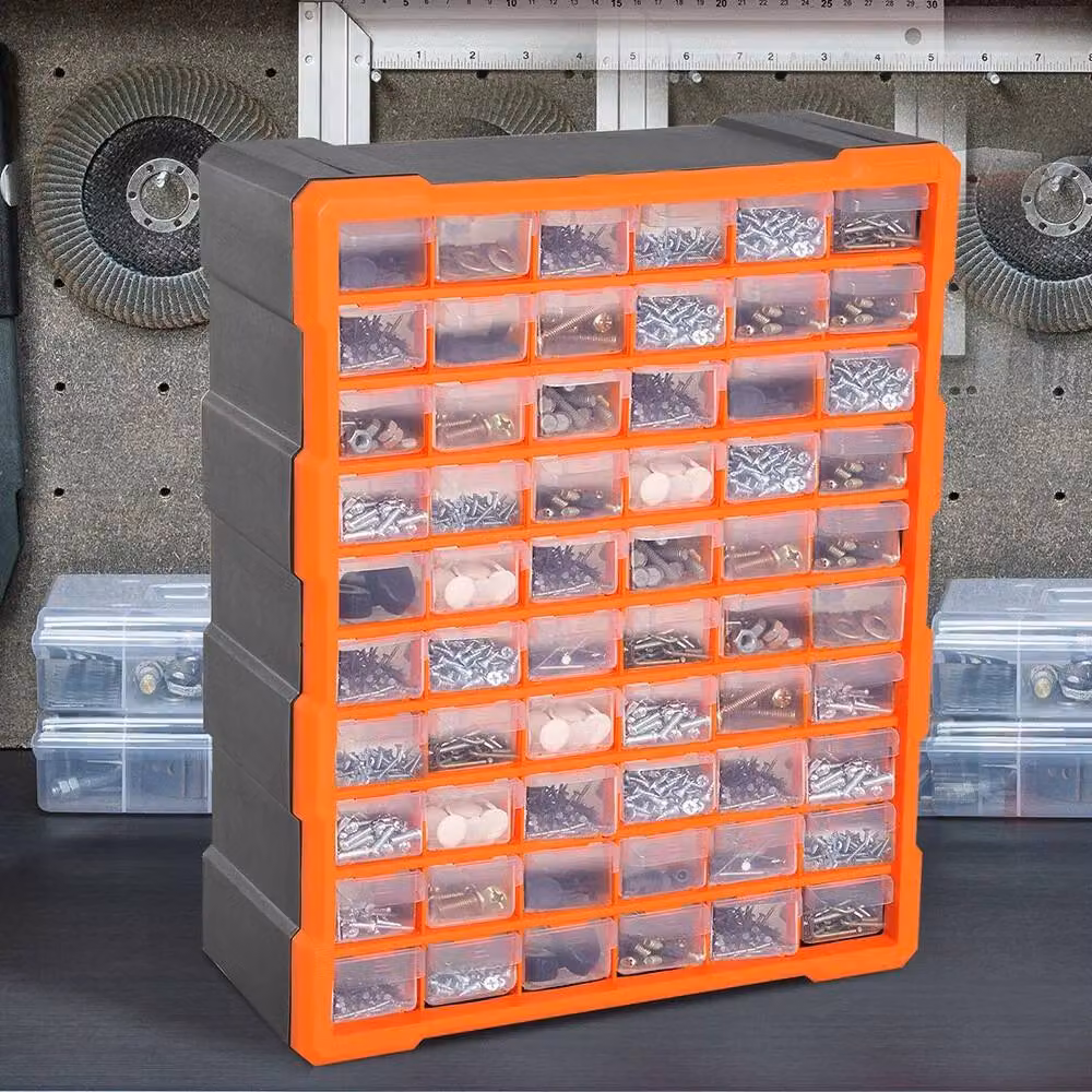 Dprodo 60-Drawer Plastic Storage Cabinet in Orange, Wall-Mountable, W/D/H: 60.0 x 46.5 x 38.0 cm – 2