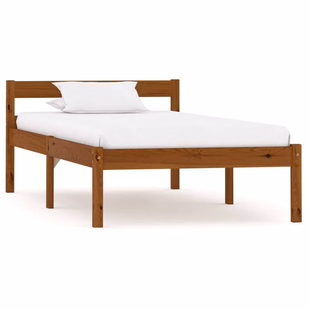 Berkfield Home Modern Solid Pine Wood Bed Frame, Honey Brown, W/D/H: 90 x 200 cm – 2