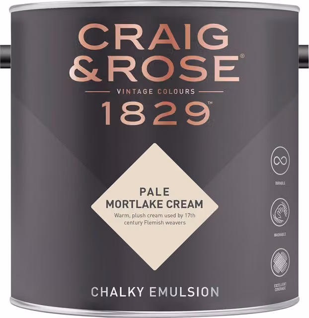 Craig and Rose Pale Mortlake Cream Chalky Matt Water Based Emulsion in Beige
