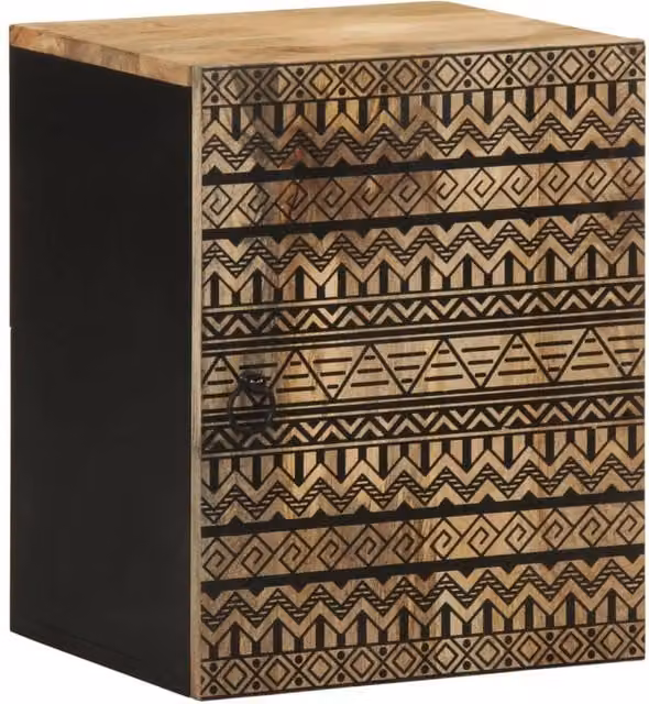 Berkfield Home Black Corner Bathroom Hanging Cabinet in Solid Mango Wood W/D/H: 38 x 33.5 x 48 cm – 1