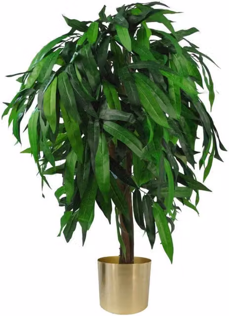 Dyzi Realistic Green Artificial Tabletop Plant in a Black Plastic Pot