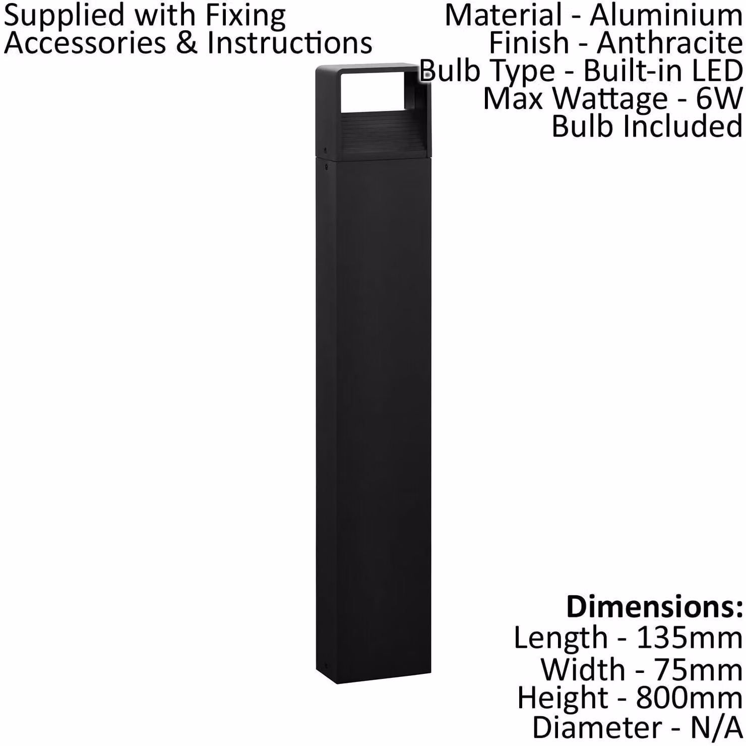 Loops 4 Pack Anthracite Aluminium IP44 Outdoor LED Bollard Lights for Garden and Floor – 2