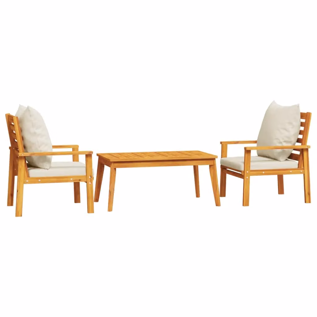 Berkfield Home 3 Piece Garden Lounge Set with Cushions in Brown Solid Acacia Wood – 2