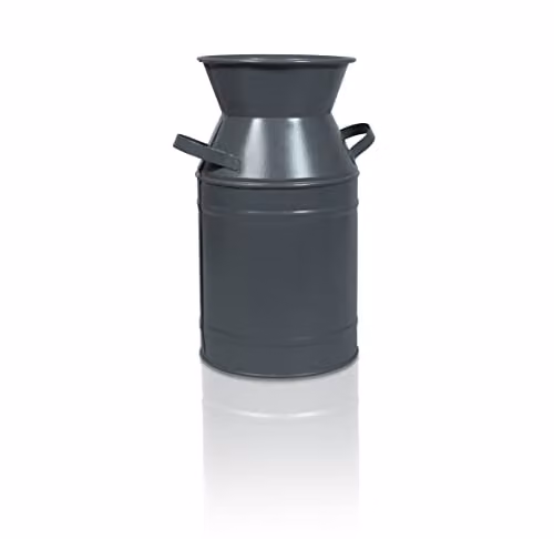 St Helens Home and Garden Vintage Metal Milk Churn Planter, Grey, Height: 19 cm
