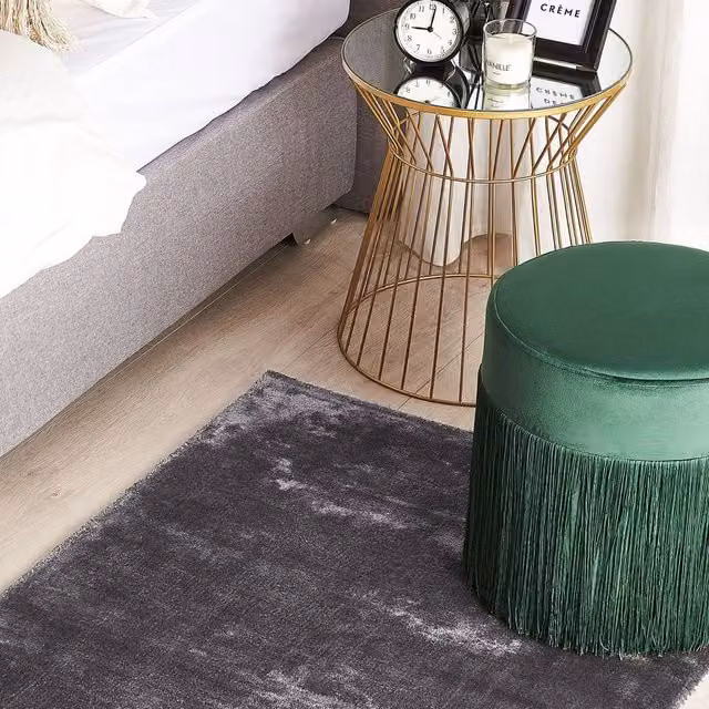 Wyld and Coco Hand-Woven Viscose and Cotton Rectangular Rug in Grey, W: 80 cm, L: 150 cm – 1