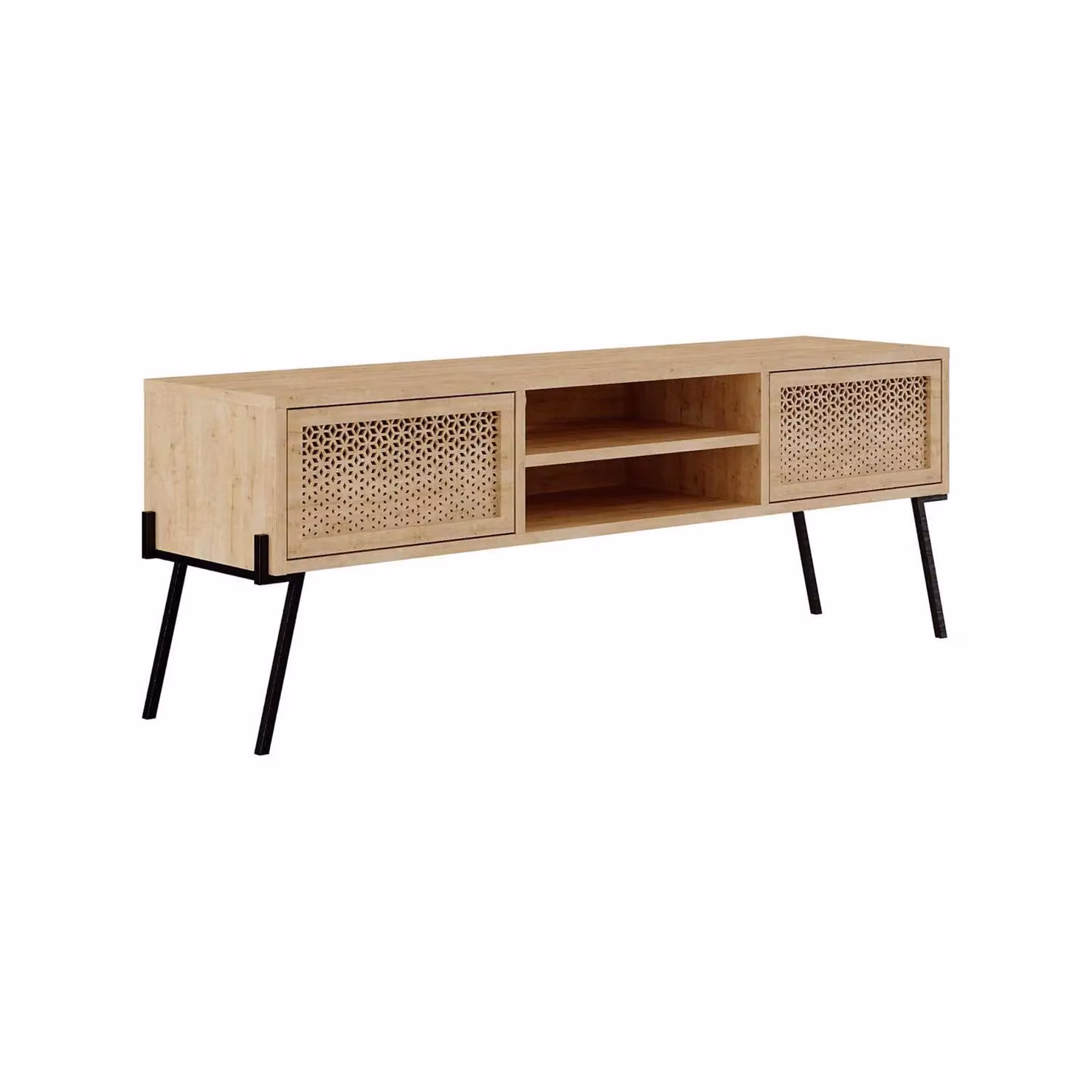 FWStyle Oak Effect TV Unit in Brown with Push To Open Design – 3