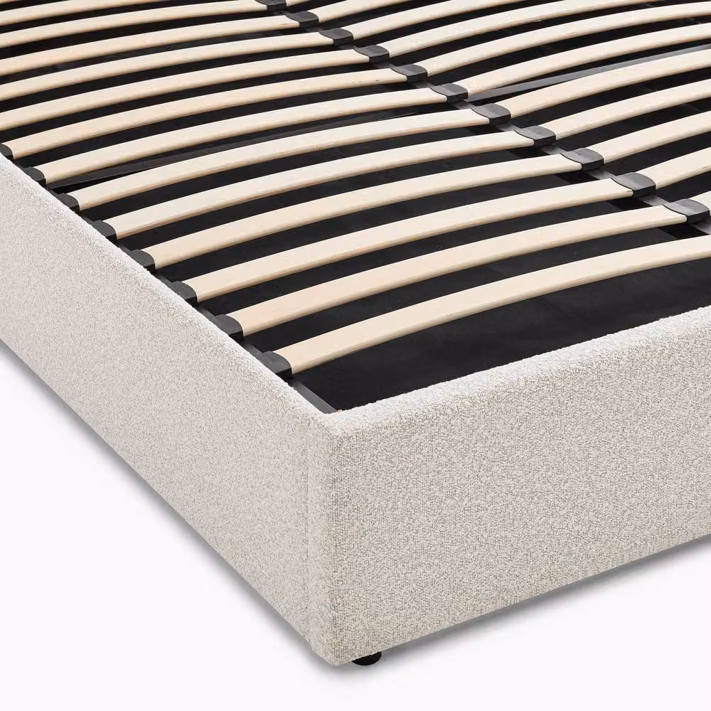 FurnitureboxUK Freja Ottoman Double Bed Frame in Beige Boucle Fabric, W/D/H: 180 x 200 cm – 3
