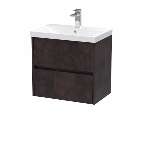 Balterley Modern Wall Mounted 2 Drawer Bathroom Vanity Unit with Basin in Matt Grey, W/D/H: 61.0 x 39.5 x 58.9 cm – 4