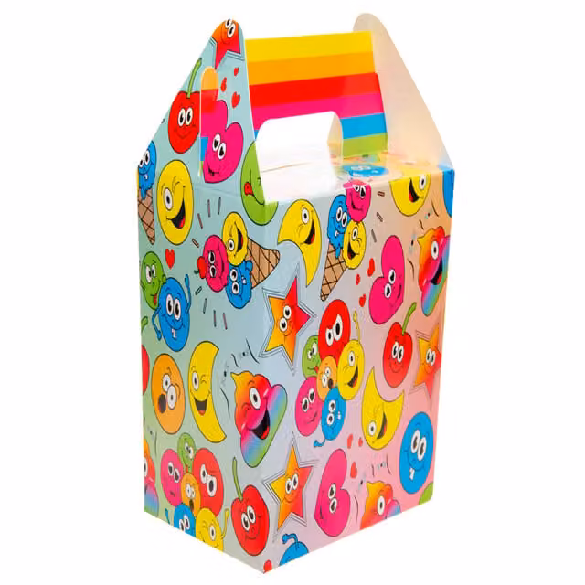 LG-Imports Pack of 12 White and Multicolour Paper Emotion Party Lunch Boxes