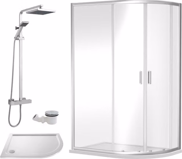 Balterley Offset Right Quadrant Shower Tray with Waste, White, W: 1200 mm, D: 800 mm