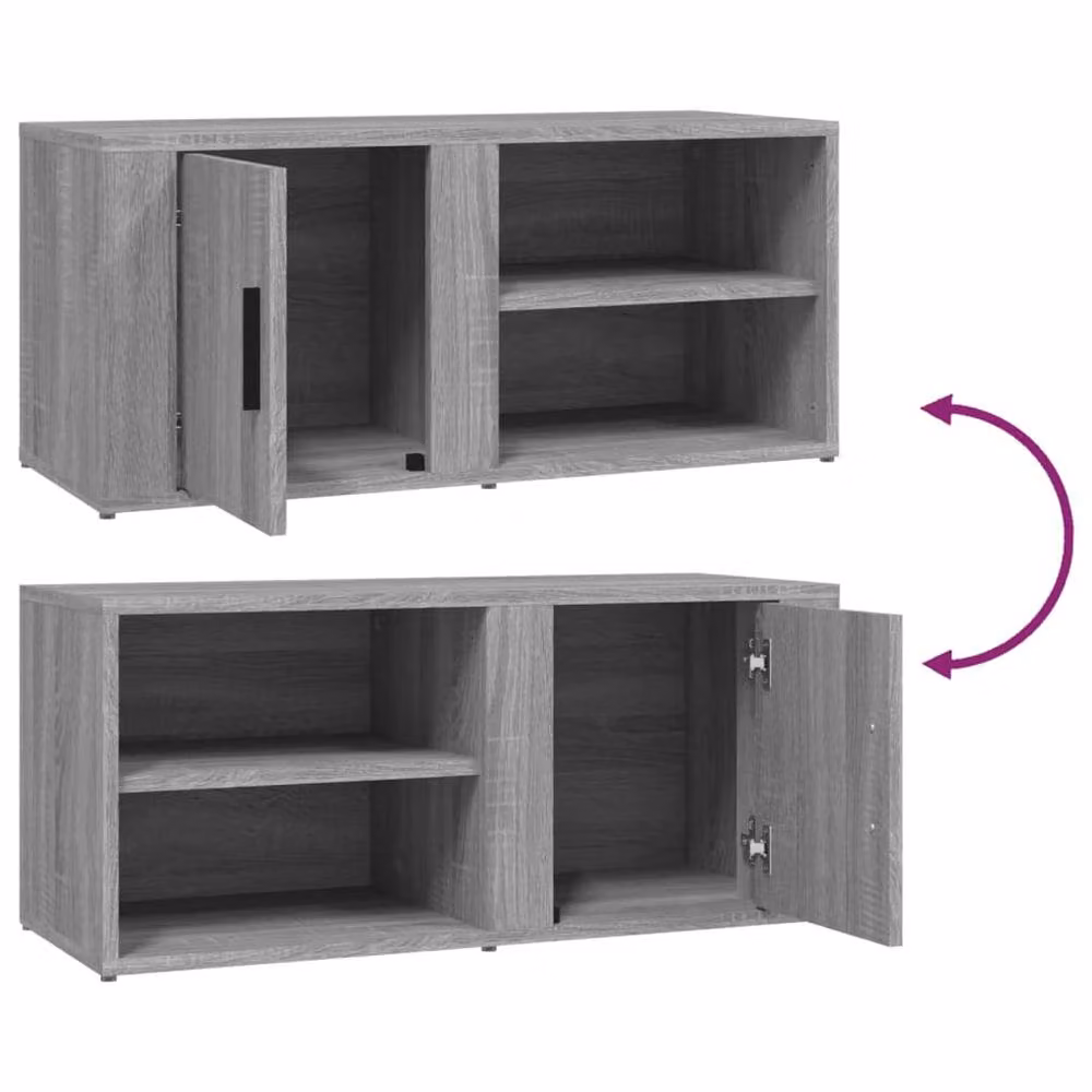 Berkfield Home Set of 2 Modern Grey Sonoma TV Cabinets in Engineered Wood, W: 80 cm, D: 31.5 cm, H: 36 cm – 5