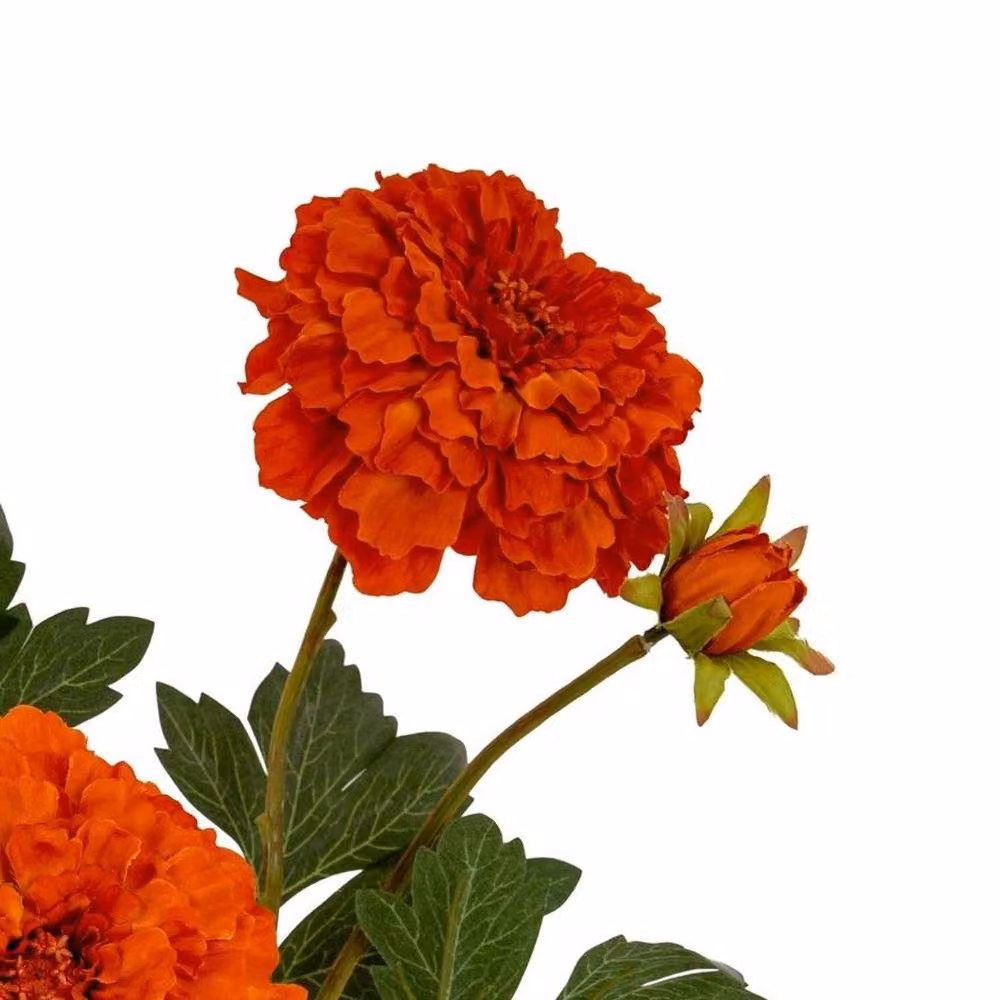 Hill Interiors African Marigold Artificial Flower Spray in Orange – 2