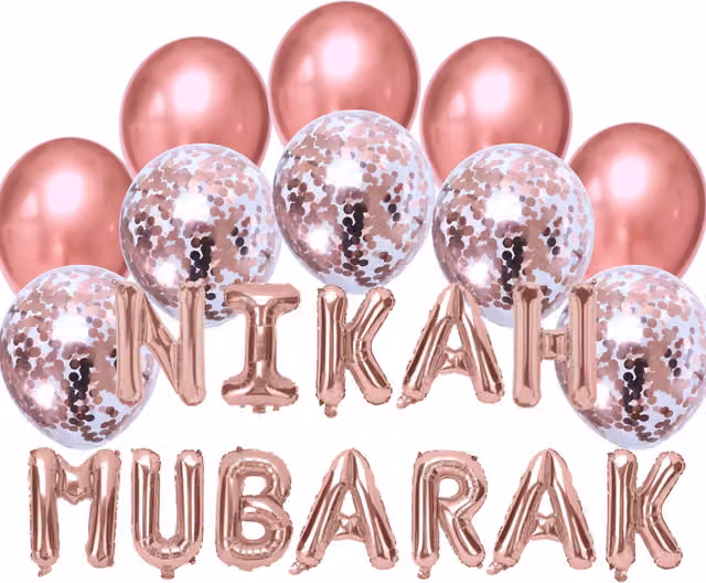 Peacock Supplies Nikah Mubarak Pink and Gold Wedding Party Balloon Bundle