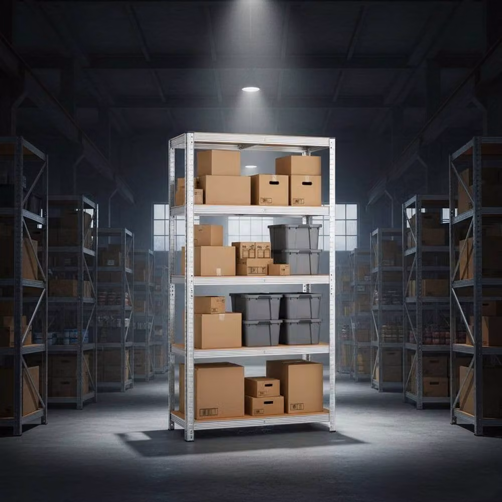 EONLION 3 to 5 Tier Metal and MDF Freestanding Storage Shelving Unit in Silver, W: 100 cm, H: 200 cm – 1
