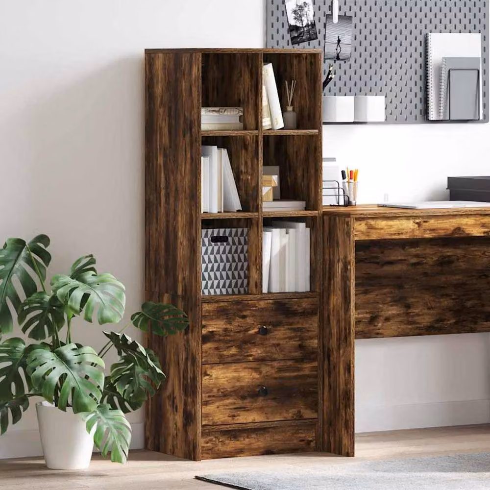 Berkfield Home Smoked Oak Shelving Unit in Brown Engineered Wood – 2