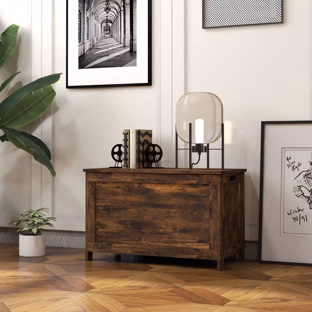 STILVORA Storage Chest with Safety Hinges in Rustic Brown – 8