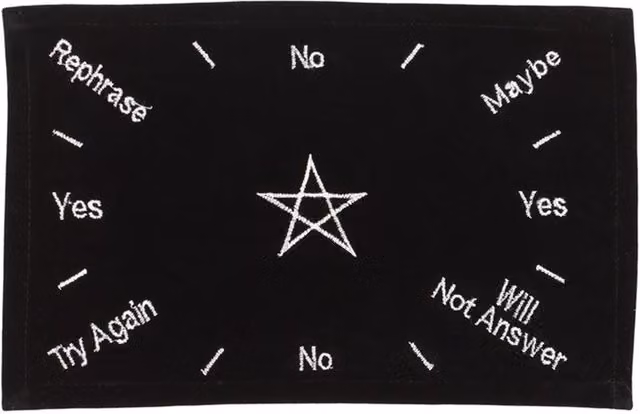 KDMK Black and Purple Embroidered Pentacle Pendulum Mat with Geometric Design