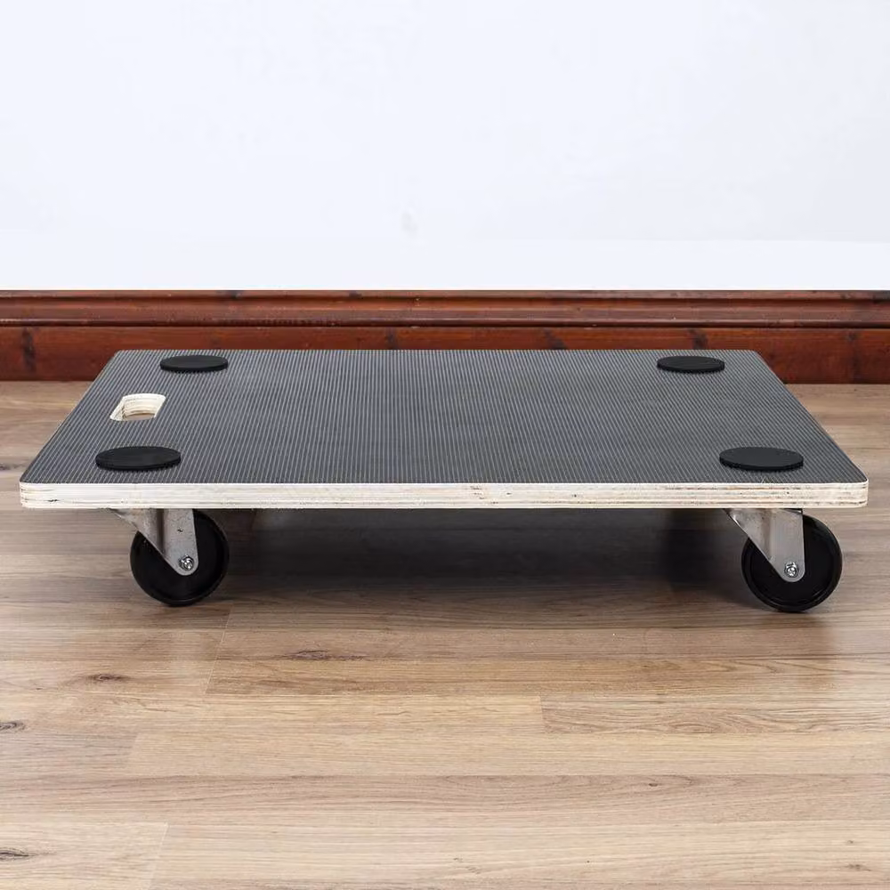 FLAVORA Large 4 Wheel Heavy Duty Wooden Transport Dolly Moving Platform in Black – 3
