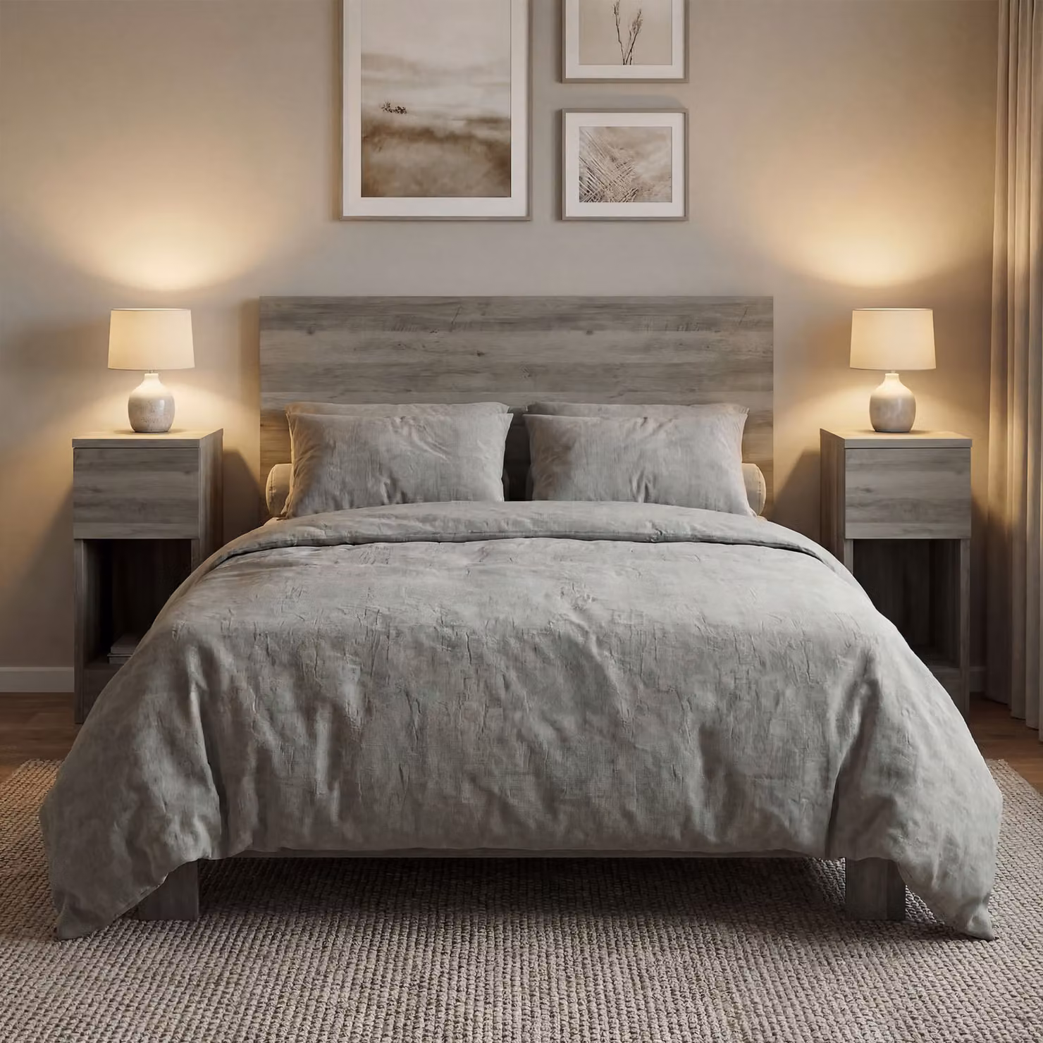 HOMCOM Set of Two Modern Grey Bedside Tables – 6