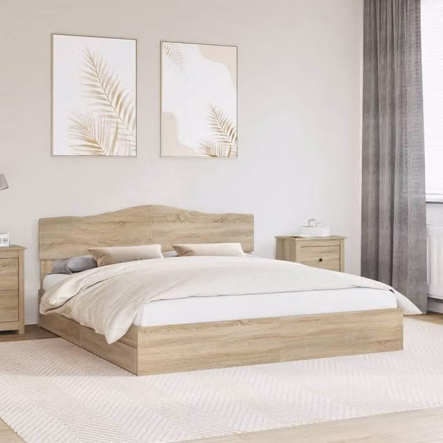 Berkfield Home Sonoma Oak Storage Bed with Drawers, Brown, W/D/H: 180 x 200 cm
